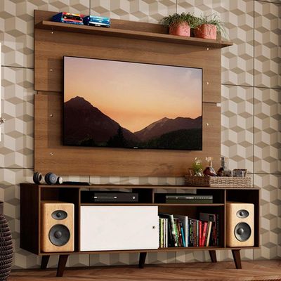 Rack Madesa Cancun com Pés e Painel para Tv Até 65'' Rustic
