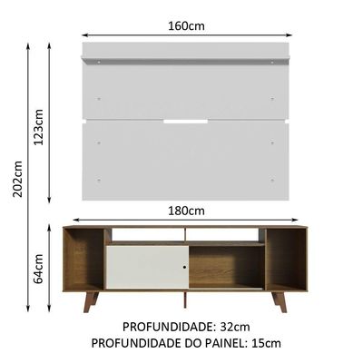 Rack Madesa Cancun com Pés e Painel para Tv Até 65 Polegadas