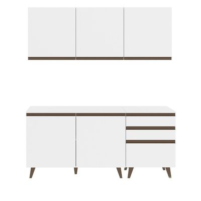 Cozinha Reims Branco Balcão 5 Portas 3 Gavetas Madesa