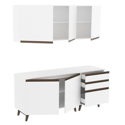 Cozinha Reims Branco Balcão 5 Portas 3 Gavetas Madesa