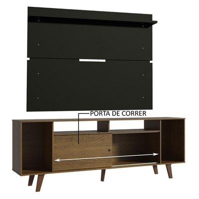 Rack Madesa Cancun com Pés e Painel para Tv Até 65 Polegadas