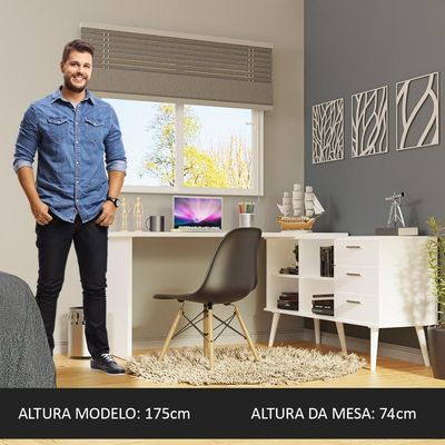 Escrivaninha 3 Gavetas Branca Lisboa Madesa Branco