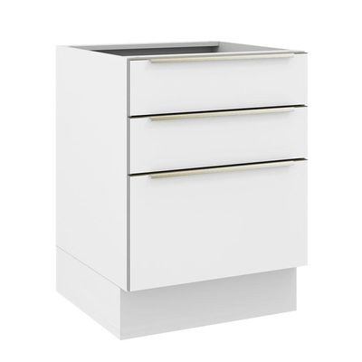 Balcão 60 Cm 3 Gavetas (sem Tampo) Branco/Branco Veludo