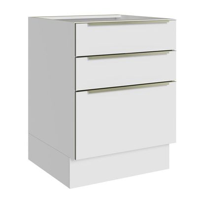 Balcão 60 Cm 3 Gavetas (sem Tampo) Branco/Branco Veludo