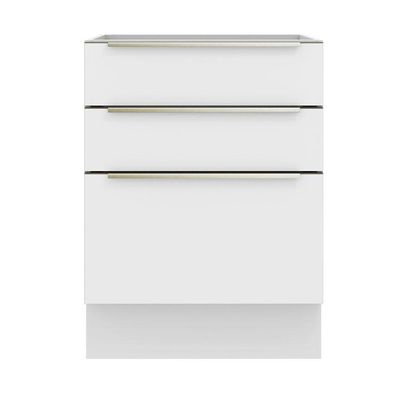 Balcão 60 Cm 3 Gavetas (sem Tampo) Branco/Branco Veludo