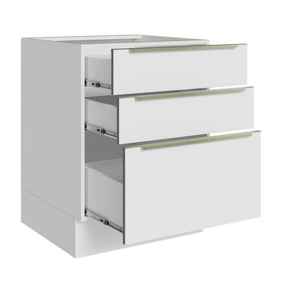 Balcão 60 Cm 3 Gavetas (sem Tampo) Branco/Branco Veludo