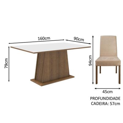 Mesa Tampo De Madeira Com 4 Cadeiras Rustic/branco/imperial