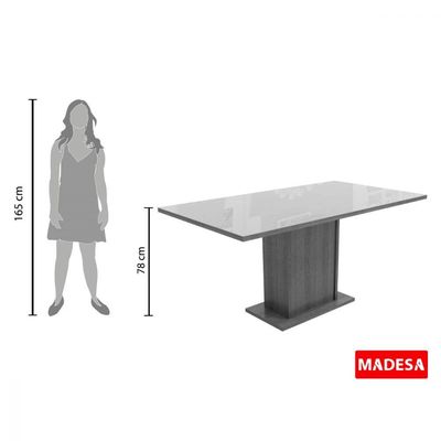 Mesa Retangular Rustic Preto Tampo de Vidro Madesa 5275