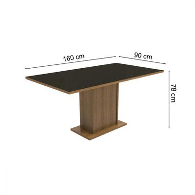 Mesa Retangular Rustic Preto Tampo de Vidro Madesa 5275