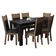 Mesa Tampo de Madeira com 6 Cadeiras Preto Rustic Preto