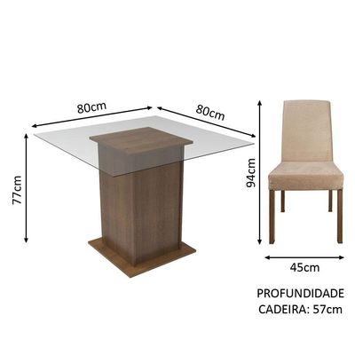 Mesa Tampo De Vidro Com 2 Cadeiras Rustic/Imperial