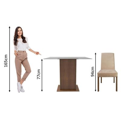 Mesa Tampo De Vidro Com 2 Cadeiras Rustic/Imperial