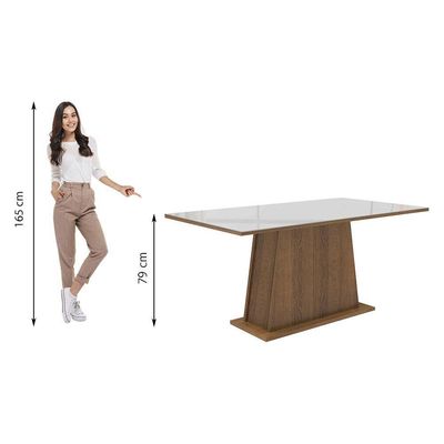 Mesa Madesa Retangular Tampo de Vidro 5364 Rustic branco