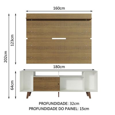 Rack Madesa Cancun com Pés e Painel para Tv Até 65 Polegadas