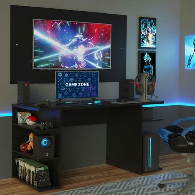 Mesa Para Computador Gamer e Painel Até 58 Madesa - Preto