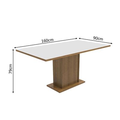 Mesa Madesa Retangular Tampo de Madeira 5275 Rustic branco