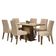 Mesa Tampo De Vidro Com 6 Cadeiras Rustic/crema/imperial