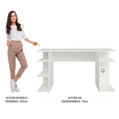 Mesa Para Computador Escrivaninha Branco Branco