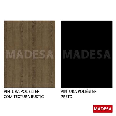 Mesa Quadrada Rustic Preto Tampo de Vidro Madesa 5363