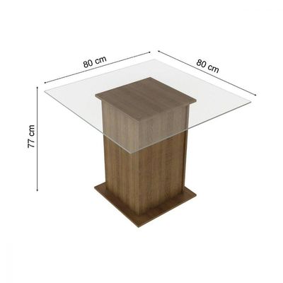 Mesa Rustic Quadrada Tampo de Vidro Madesa 5332