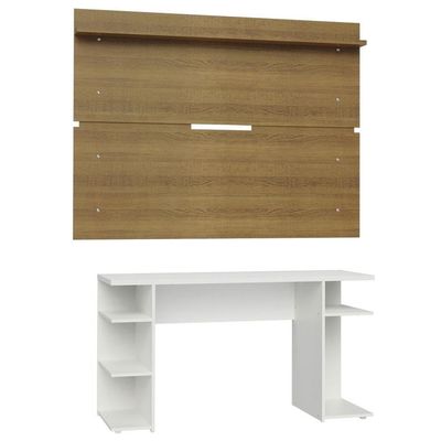 Mesa Para Computador Gamer e Painel Tv - Branco/rustic