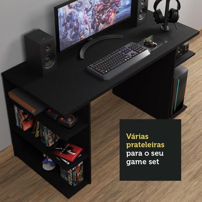 Mesa Para Computador Escrivaninha Preto Preto