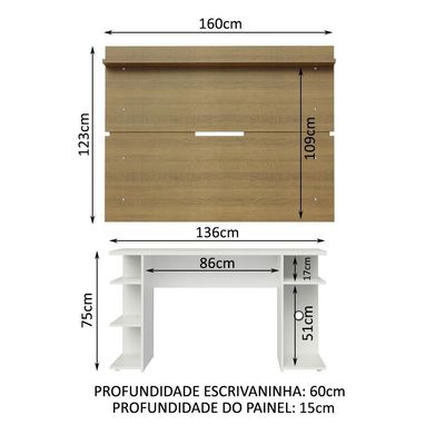 Mesa Para Computador Gamer e Painel Tv - Branco/rustic