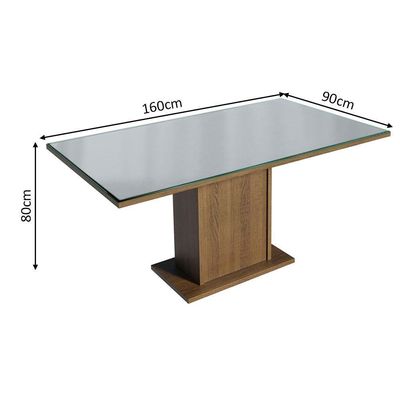 Mesa De Jantar Retangular Tampo De Vidro Madesa 5363 - Rustic/cinza Rustic/cinza