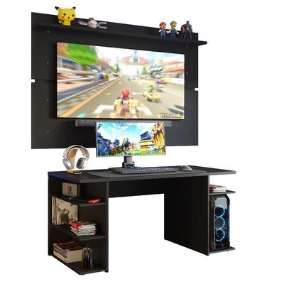 Mesa Gamer Madesa e Painel para TV até 65 Polegadas Preto