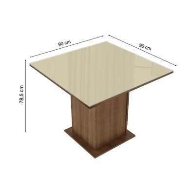 Mesa Tampo de Vidro com 4 Cadeiras Rustic Crema Pérola
