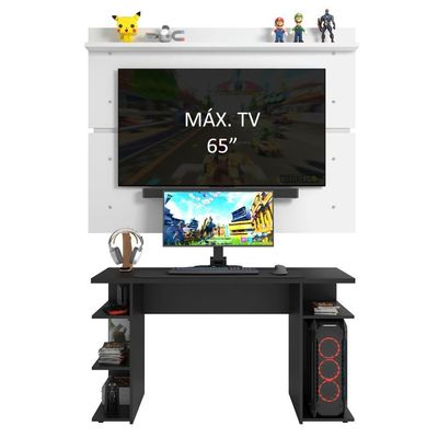 Mesa Gamer Madesa e Painel para TV até 65 Polegadas Preto