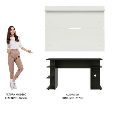 Mesa Para Computador Gamer E Painel Tv - Preto/branco