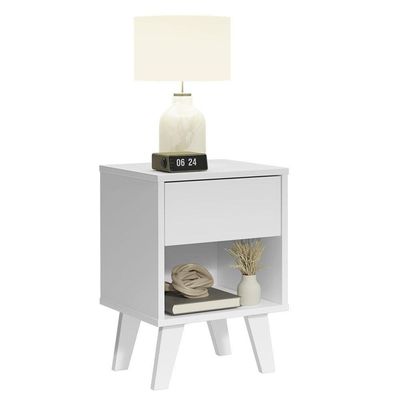 Mesa De Cabeceira Branca Com 1 Gaveta 3235 Madesa Branco