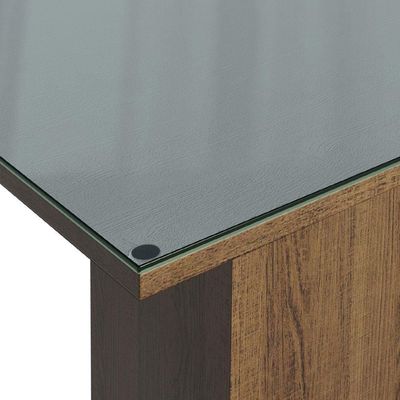 Mesa De Jantar Quadrada Tampo De Vidro Madesa 5363 - Rustic/cinza Rustic/cinza
