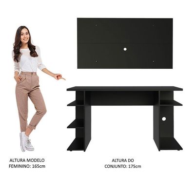 Mesa Para Computador Gamer e Painel Para Tv Até 50 - Preto