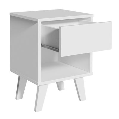 Mesa De Cabeceira Branca Com 1 Gaveta 3235 Madesa Branco