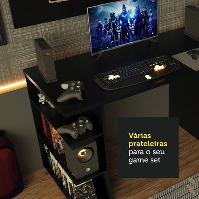Mesa Para Computador Gamer e Painel Para Tv Até 50 - Preto