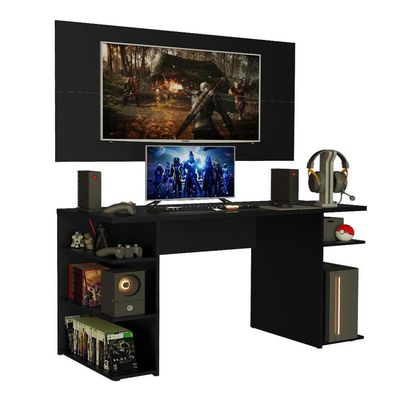 Mesa Para Computador Gamer e Painel Para Tv Até 50 - Preto