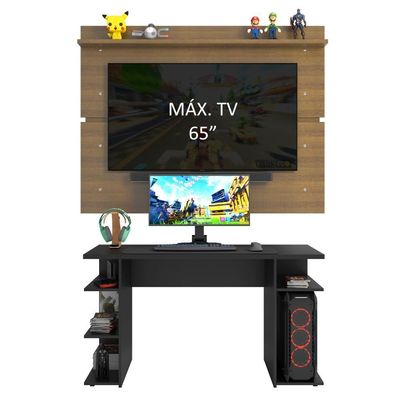 Mesa Para Computador Gamer e Painel Tv - Preto/rustic