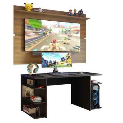 Mesa Para Computador Gamer e Painel Tv - Preto/rustic