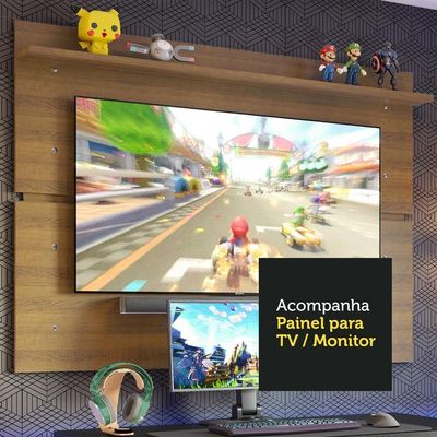 Mesa Para Computador Gamer e Painel Tv - Preto/rustic