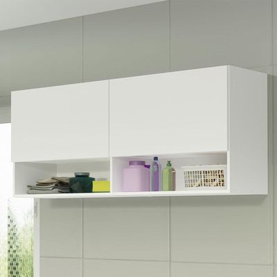 Kit área De Serviço 120cm Com Armário E Balcão Branco Mades