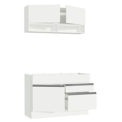 Kit área De Serviço 120cm Com Armário E Balcão Branco Mades