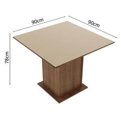 Mesa Rustic/Crema Quadrada Tampo de Madeira Madesa 5363