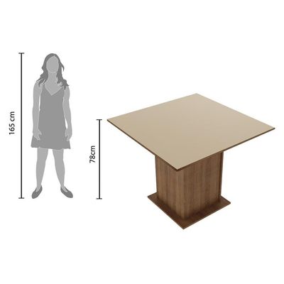 Mesa Rustic/Crema Quadrada Tampo de Madeira Madesa 5363
