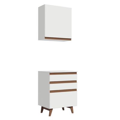 Kit Reims com Armário Aéreo e Balcão Branco Madesa