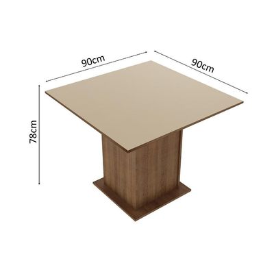Mesa Rustic/Crema Quadrada Tampo de Madeira Madesa 5363