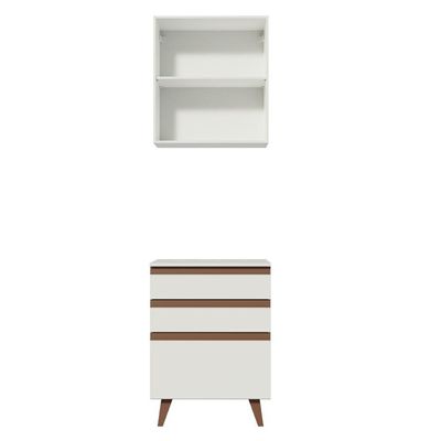 Kit Reims com Armário Aéreo e Balcão Branco Madesa