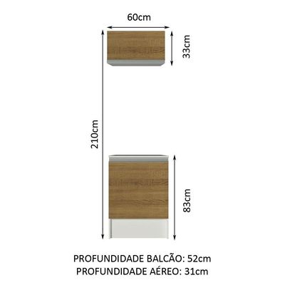Kit Área De Serviço Madesa Topazio 60 Cm Com Armário E Balcão - Branco/rustic