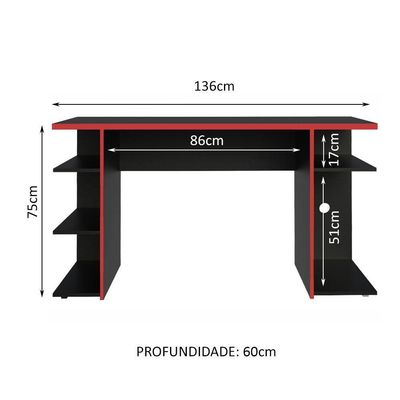 Mesa Para Computador - Preto/vermelho Preto